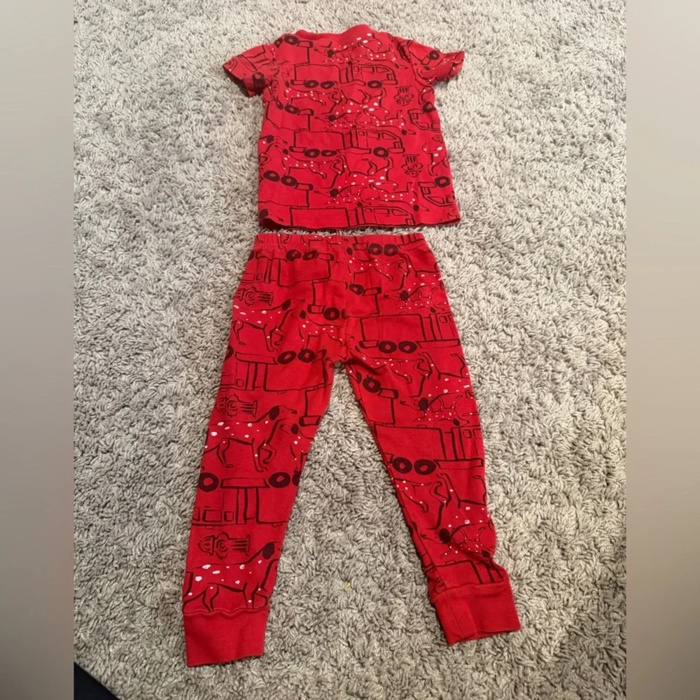 Preloved Carter's Red Pajama Set with Vehicle Design